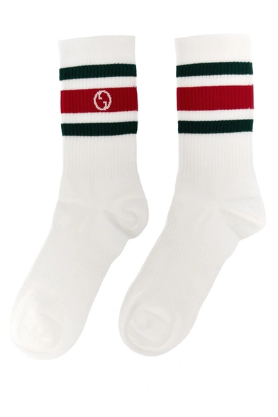Shop Gucci Men Nastro Web Logo Socks In White