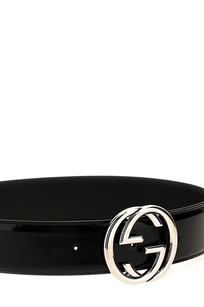 Shop Gucci Women 'incrocio Gg' Belt In Black