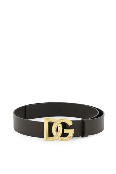 Shop Dolce & Gabbana Lux Leather Belt With Dg Buckle Men In Black