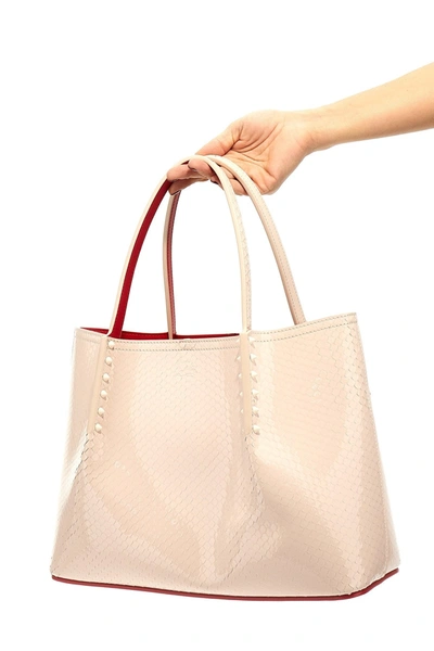 Shop Christian Louboutin Women 'cabarock Small' Shopping Bag In Cream