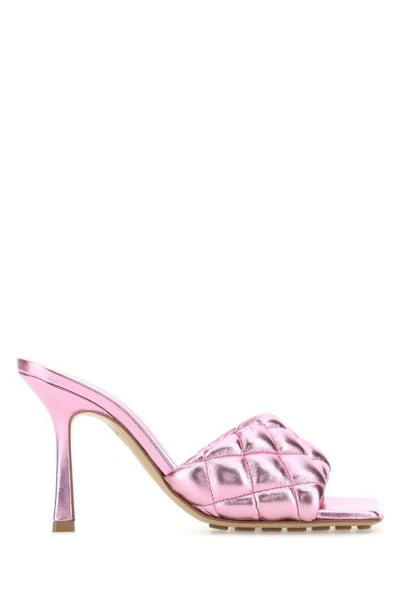 Shop Bottega Veneta Woman Pink Nappa Leather Padded Sandals
