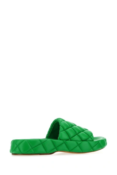 Bottega Veneta Quilted Green Slides With Chunky Sole In Green