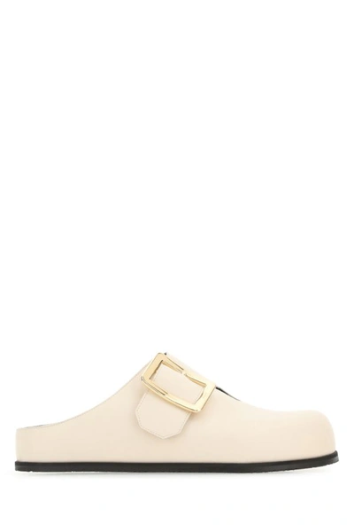 Shop Bally Woman Ivory Leather Lulu Slippers In White