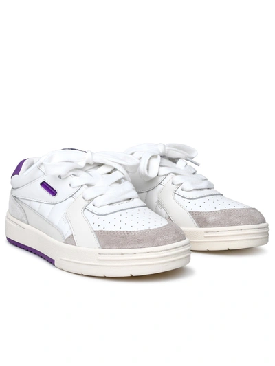 Shop Palm Angels Woman  Palm University White Leather Sneakers