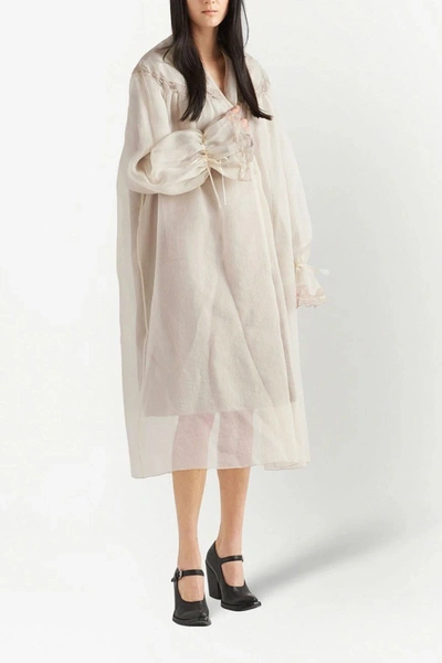 Shop Prada Women Trench 'nightgown Outdoor' In Cream