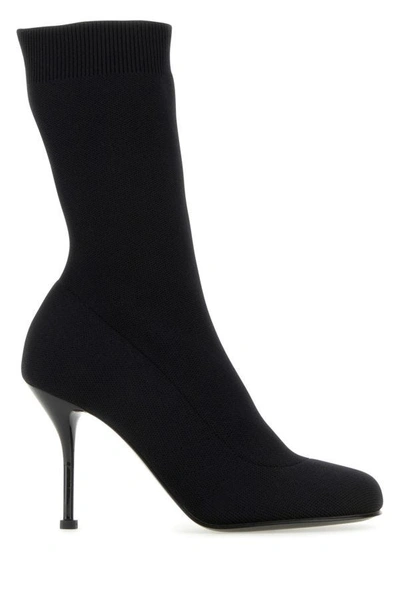 Shop Alexander Mcqueen Woman Black Stretch Nylon Ankle Boots