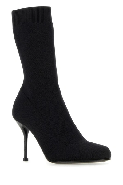 Shop Alexander Mcqueen Woman Black Stretch Nylon Ankle Boots