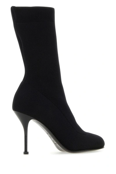 Shop Alexander Mcqueen Woman Black Stretch Nylon Ankle Boots