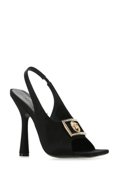 Shop Versace Woman Black Satin Sandals