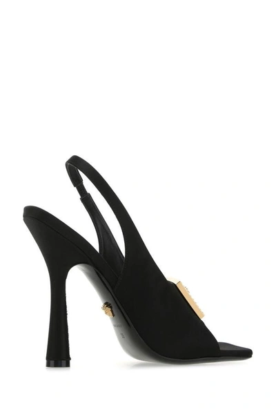 Shop Versace Woman Black Satin Sandals