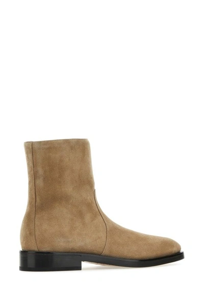 Ferragamo Cappuccino Suede Gerald Ankle Boots In Brown