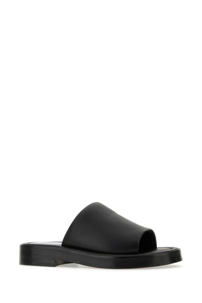 Ferragamo Crossover-strap Leather Slides In Black