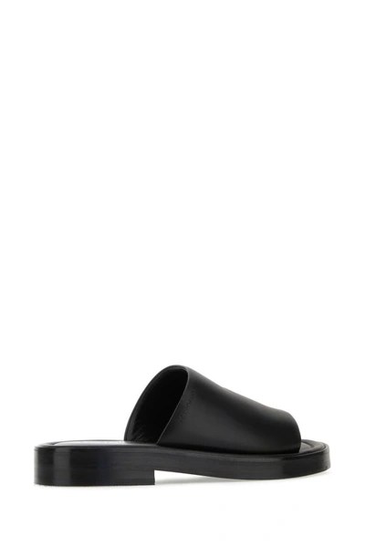 Ferragamo Crossover-strap Leather Slides In Black