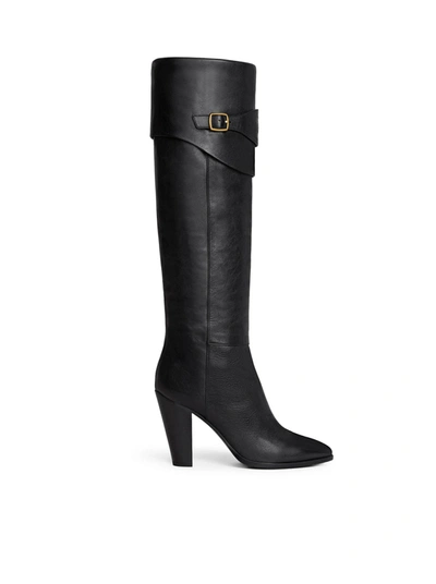 Shop Celine Women  Wiltern Riding Boot With Triomphe Logo In Calf Leather In Black