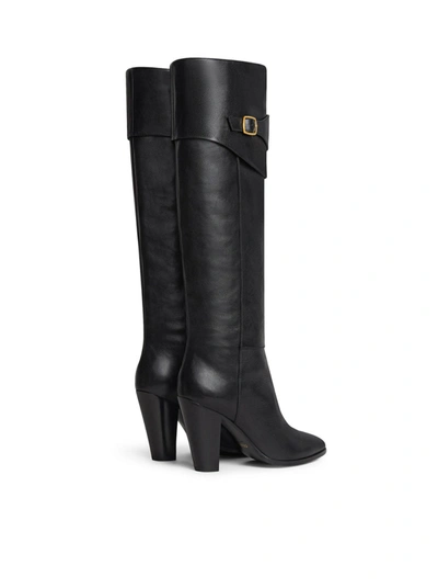 Shop Celine Women  Wiltern Riding Boot With Triomphe Logo In Calf Leather In Black