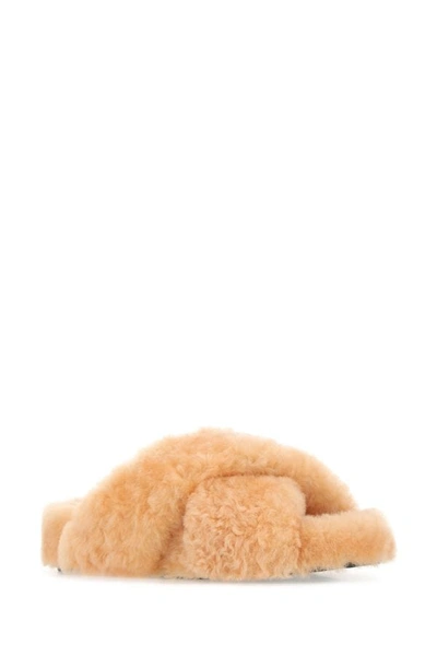 Shop Jil Sander Woman Pastel Orange Shearling Slippers