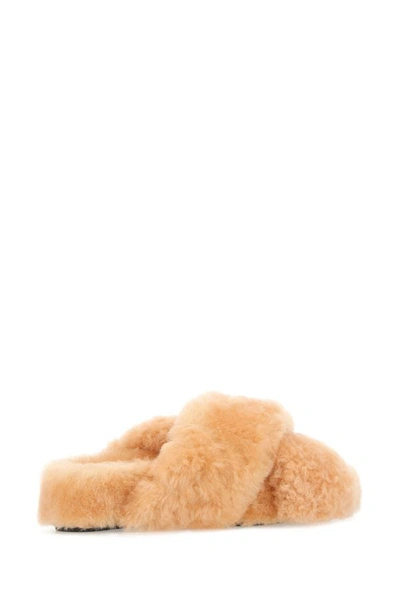 Shop Jil Sander Woman Pastel Orange Shearling Slippers