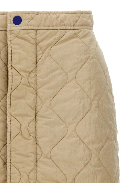 Shop Burberry Women Quilted Nylon Skirt In Cream