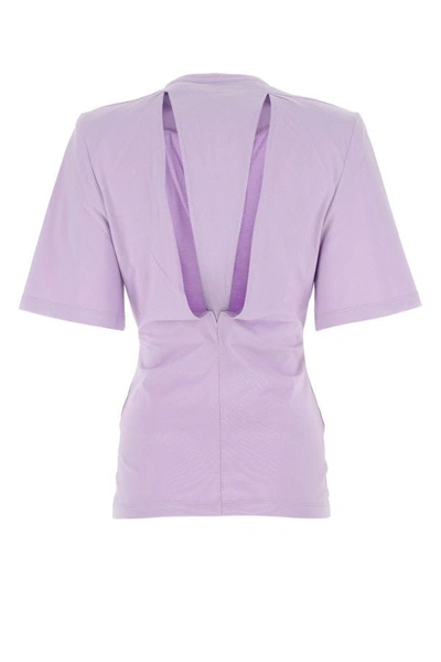 Attico Jewel Cut-out Cotton T-shirt In Purple