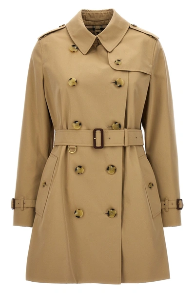 Shop Burberry Women 'kensington' Short Trench Coat In Cream