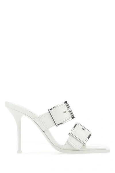 Shop Alexander Mcqueen Woman White Leather Mules