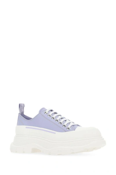 Shop Alexander Mcqueen Woman Lilac Leather Tread Slick Sneakers In Purple