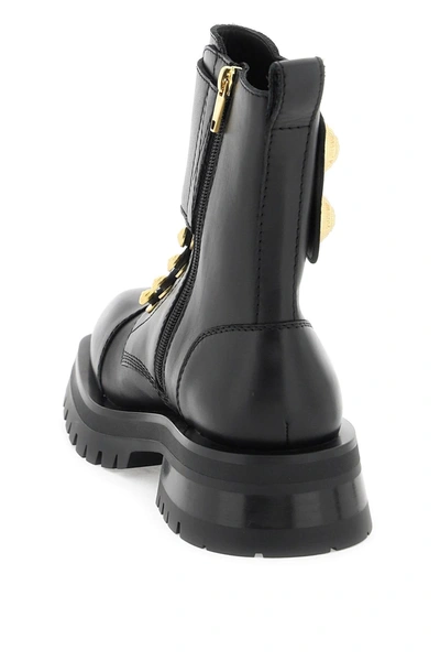 Shop Balmain Leather Ranger Boots With Maxi Buttons Women In Black