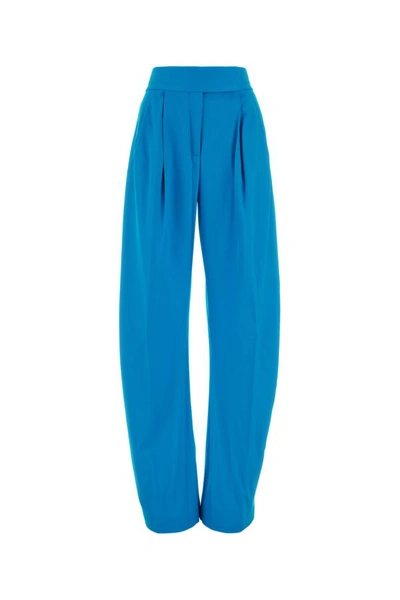 Shop Attico The  Woman Turquoise Stretch Wool Wide-leg Gary Pant In Blue