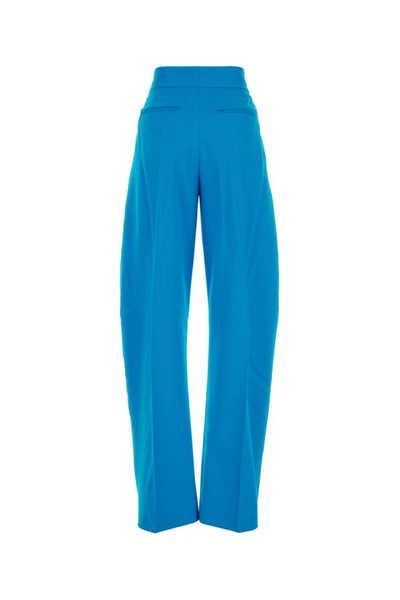 Shop Attico The  Woman Turquoise Stretch Wool Wide-leg Gary Pant In Blue