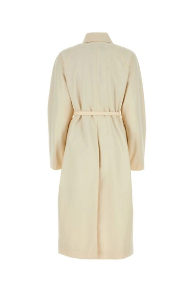 Shop Fendi Woman Ivory Polyester Blend Overcoat In White