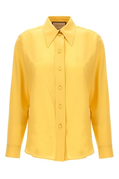 Shop Gucci Women Silk Shirt In Yellow