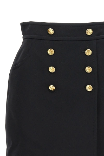 Shop Gucci Women Logo Button Skirt In Black
