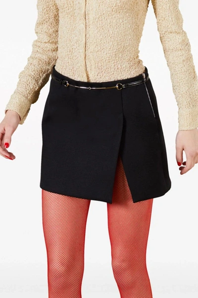 Shop Gucci Women Clamp Belt Mini Skirt In Black