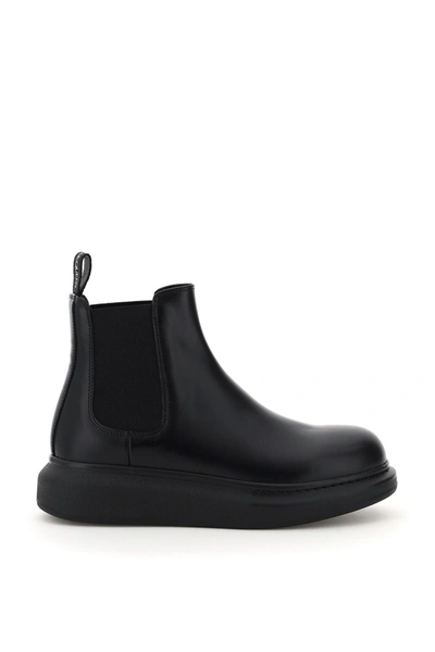 Shop Alexander Mcqueen Leather Chelsea Boots Women In Black