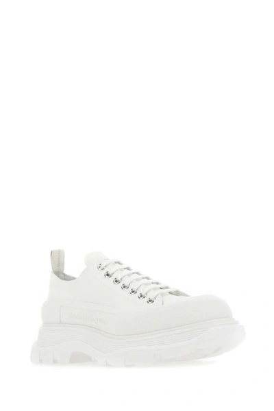 Shop Alexander Mcqueen Man White Canvas Tread Slick Sneakers