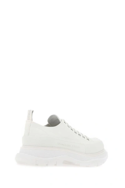 Shop Alexander Mcqueen Men White Canvas Tread Slick Sneakers