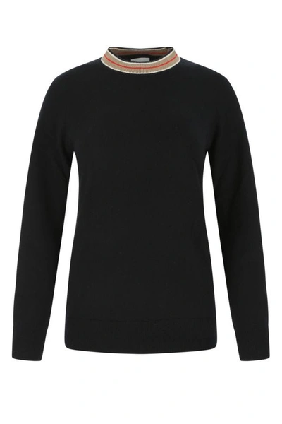 Shop Burberry Woman Black Cashmere Sweater