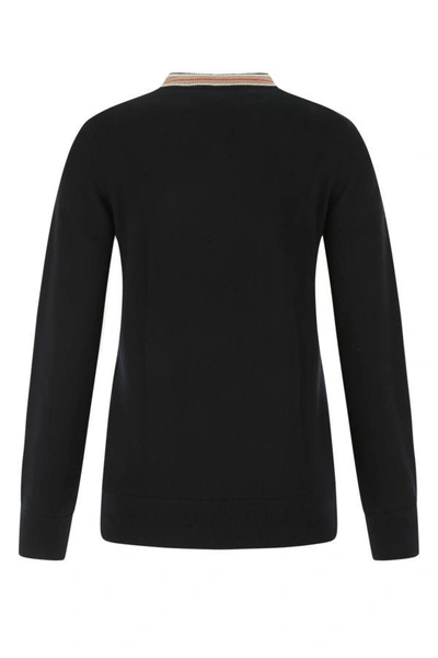 Burberry Tilda Saddle Stripe Cashmere-blend Sweater In Black