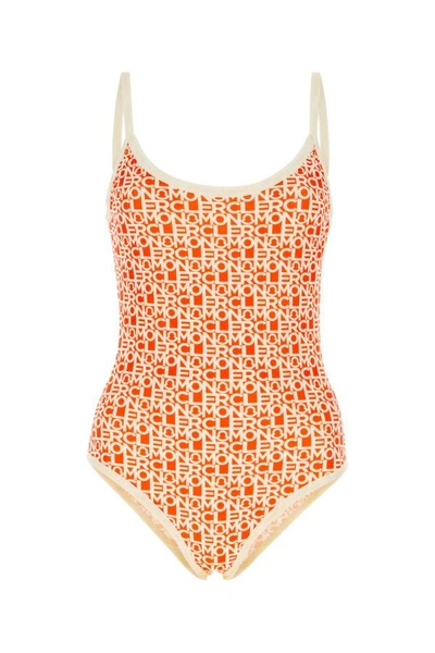 Shop Moncler Woman Printed Stretch Nylon Swimsuit In Multicolor