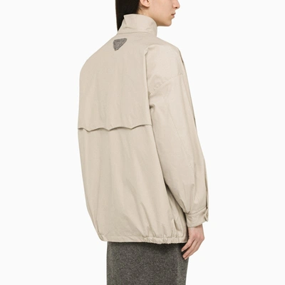 Shop Prada Lightweight Cotton Beige Jacket Women In Gray