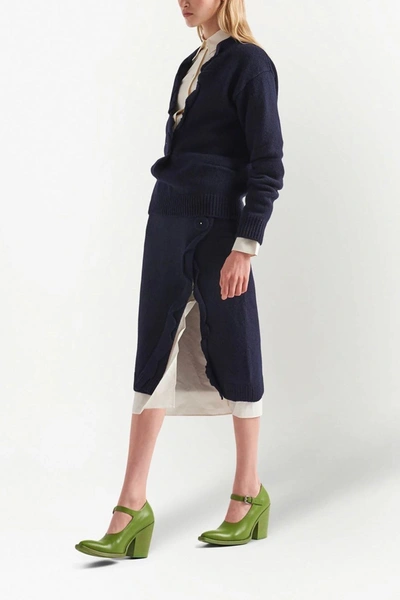 Shop Prada Women Skirt With Maxi Button Split In Blue