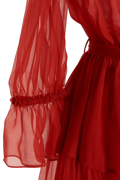 Shop Gucci Women Ruffles Dress In Red