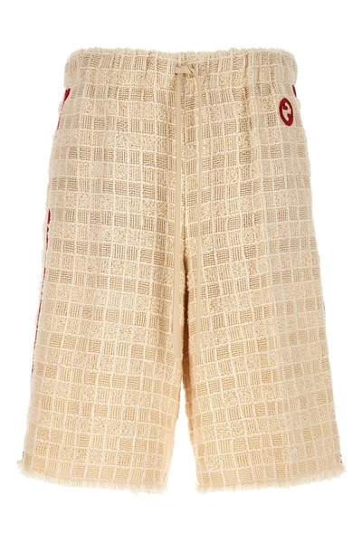 Shop Gucci Women Contrast Band Tweed Bermuda Shorts In White