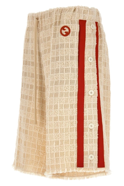 Gucci Tweed Drawstring Shorts In White