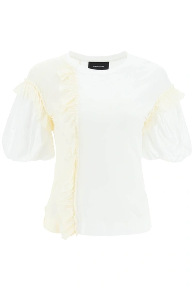 Shop Simone Rocha Ruffled Jersey And Organdie T-shirt Women In White