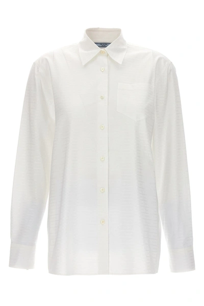 Shop Prada Women Jacquard Logo Shirt In White