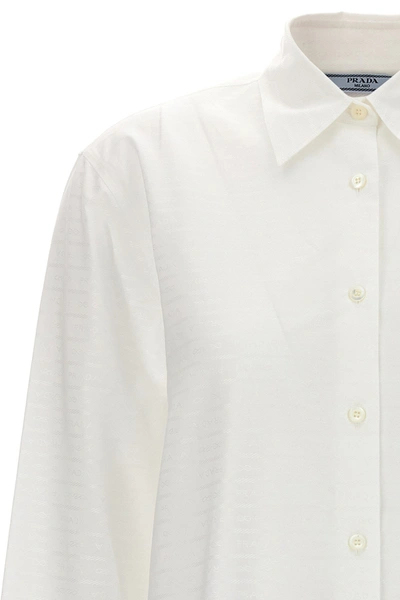 Shop Prada Women Jacquard Logo Shirt In White