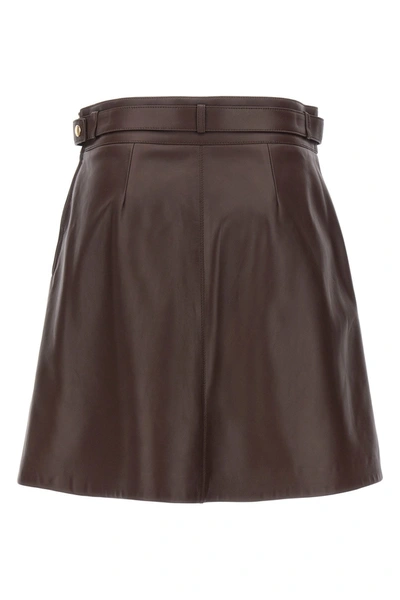 Shop Chloé Women Leather Mini Skirt In Brown