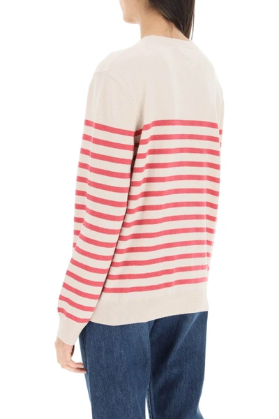 Shop Apc A.p.c. 'phoebe' Striped Cashmere And Cotton Sweater Women In Cream