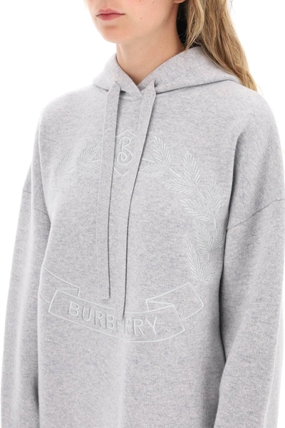 Shop Burberry 'cristiana' Cashmere Blend Hoodie Women In Gray